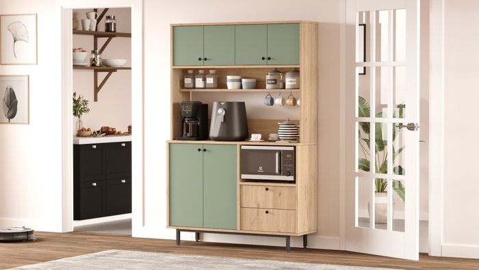 Hanah Home Armario Multiusos RE5-SY Roble y Verde Hanah Home Armario Multiusos RE5-SY Roble y Verde